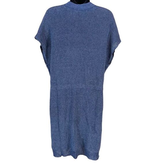 Lafayette 148 New York Vest Blue Marled Long Line Hemp Cardigan - Picture 12 of 13